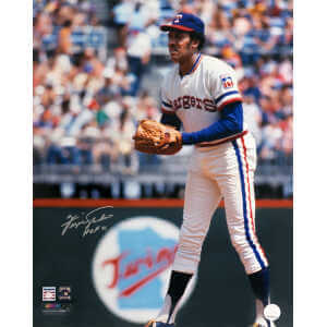 Fergie Jenkins Signed Texas Rangers White Jersey Pitching 16x20 Photo w/HOF'91