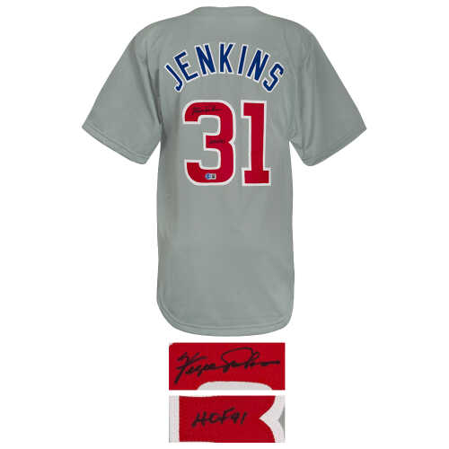 Fergie Jenkins Signed Grey Custom Basball Jersey w/HOF'91 - (Beckett) - Image 2