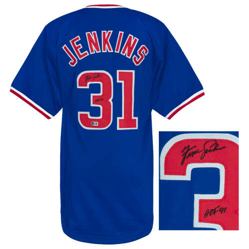 Fergie Jenkins Signed Blue Custom Basball Jersey w/HOF'91 - (Beckett) - Image 2