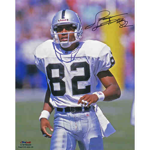 James Jett Signed Raiders White Jersey Running 8x10 Photo