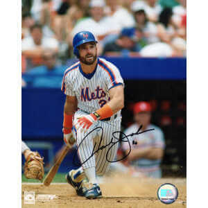 Howard Johnson Signed New York Mets Swinging Action 8x10 Photo - (In Black)