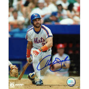 Howard Johnson Signed New York Mets Swinging Action 8x10 Photo - (In Blue)