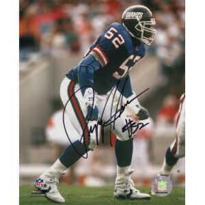 Pepper Johnson Signed New York Giants Blue Jersey Action 8x10 Photo