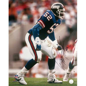 Pepper Johnson Signed New York Giants Blue Jersey Action 16x20 Photo