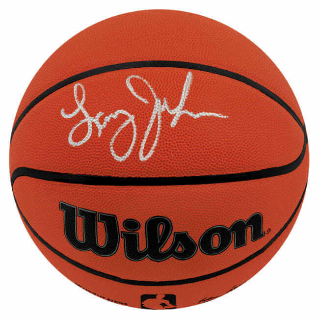 Larry Johnson Signed Wilson Indoor/Outdoor NBA Basketball Schwartz