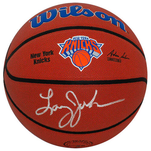 Larry Johnson Signed New York Knicks Logo Wilson NBA Basketball