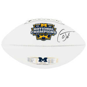 Cornelius Johnson Signed Michigan Wolverines 2023 National Champions Baden White Logo Football