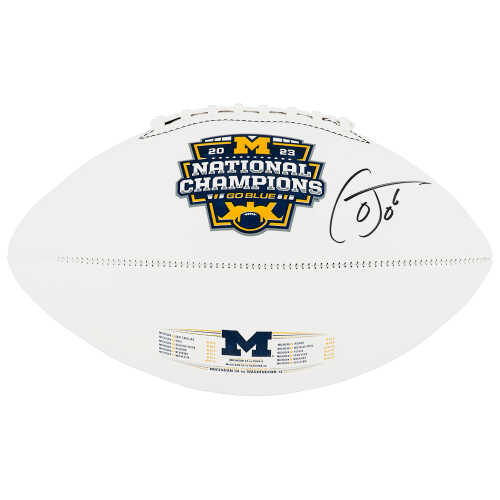 Cornelius Johnson Signed Michigan Wolverines 2023 National Champions Baden White Logo Football