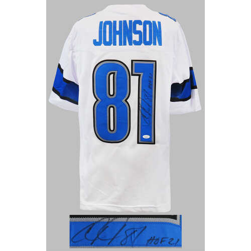 Calvin Johnson Signed White Custom Football Jersey w/HOF'21 - (JSA) - Image 2