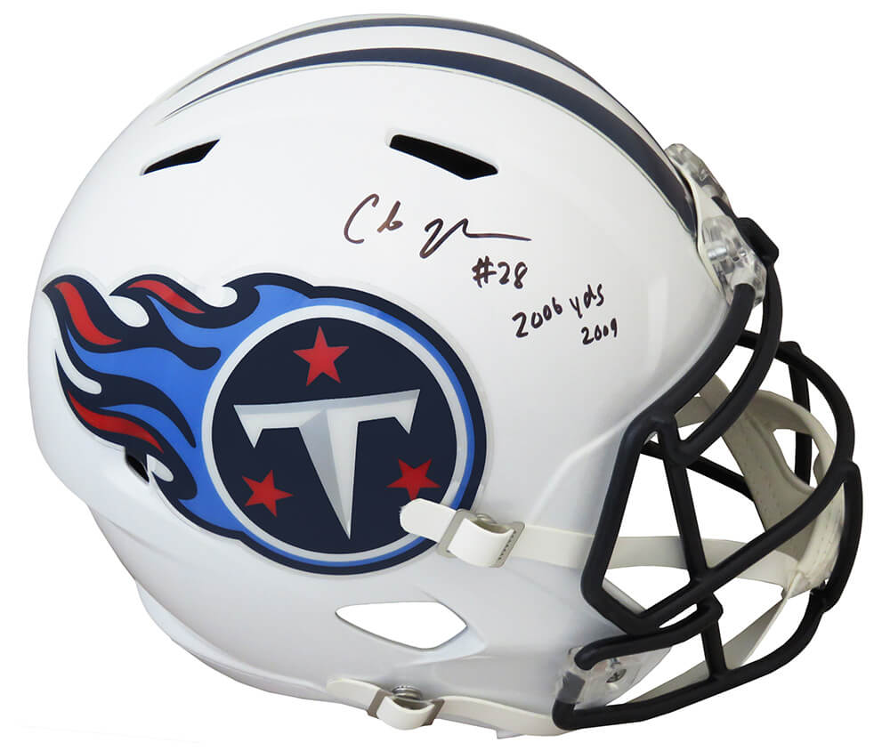 Chris Johnson RB Tennessee Titans Autographed Speed Riddell 