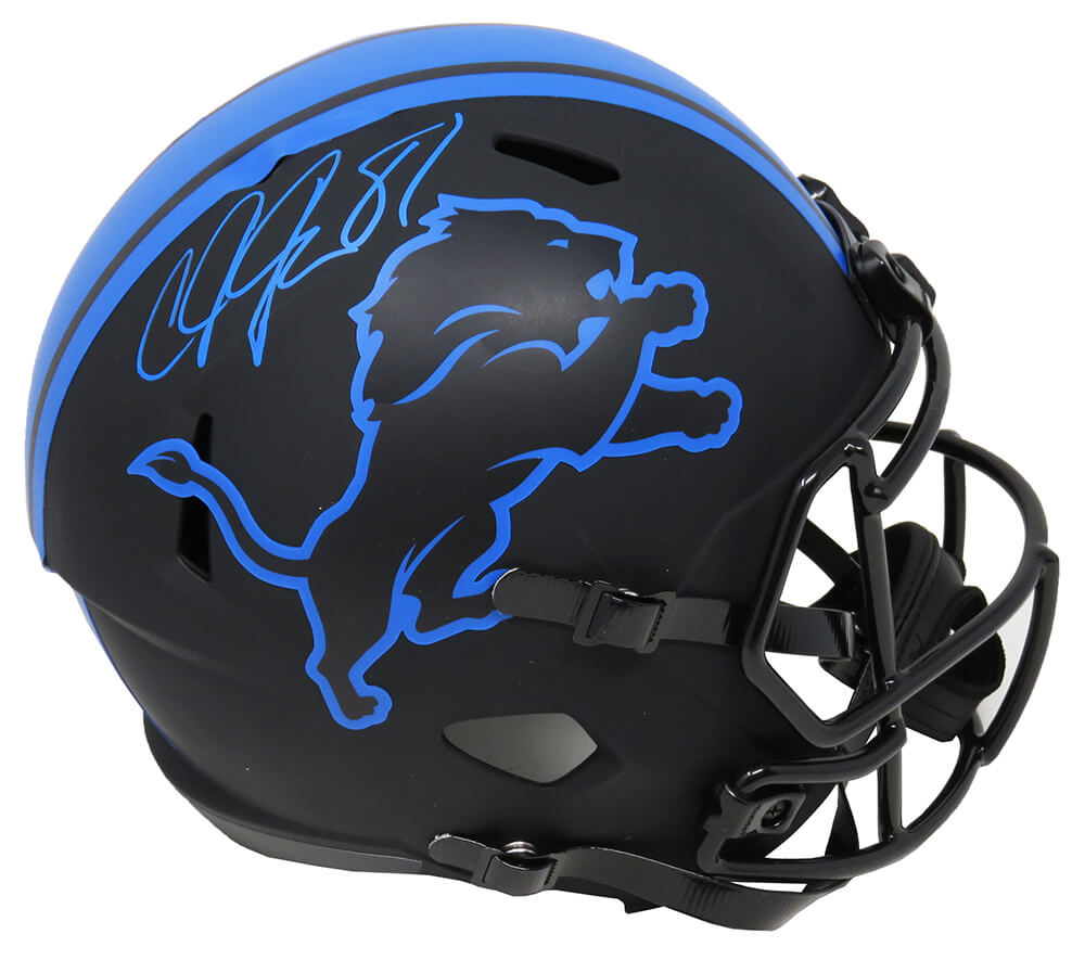 Detroit Lions Eclipse Black Matte Riddell Full Size Speed Replica Football  Helmet