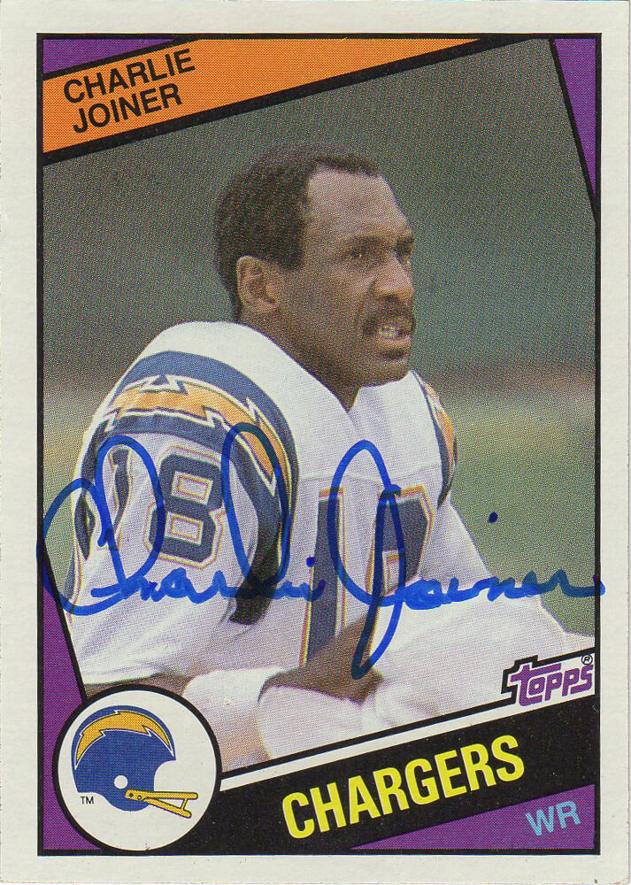 Charlie Joiner Signed San Diego Chargers 1984 Topps Football Trading Card  #181 – Schwartz Sports Memorabilia