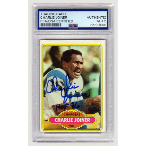 Charlie Joiner Signed San Diego Chargers 1980 Topps Football Trading Card #28 w/HOF'96 - (PSA Encapsulated)