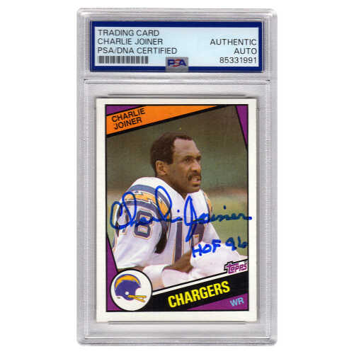 Charlie Joiner Signed San Diego Chargers 1984 Topps Football Trading Card #181 w/HOF'96 - (PSA Encapsulated)