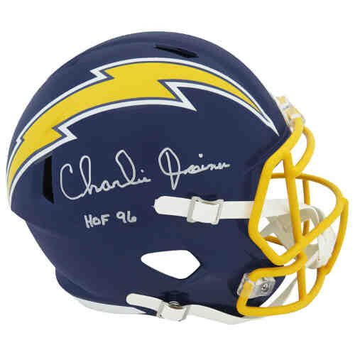 Charlie Joiner Signed Chargers Navy Throwback Riddell Full Size Speed Replica Helmet w/HOF'96