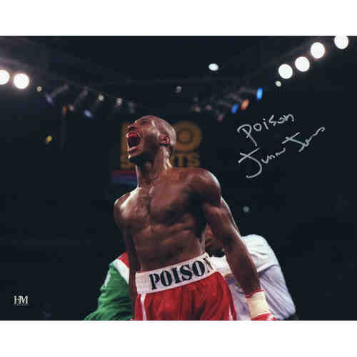 Junior Jones Signed Boxing Screaming Celebration 8x10 Photo w/Poison