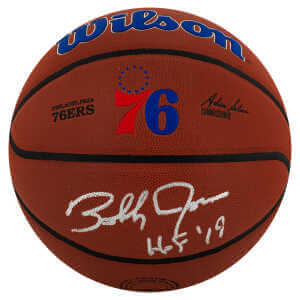 Bobby Jones Signed Philadelphia 76ers Logo Wilson NBA Basketball w/HOF’19