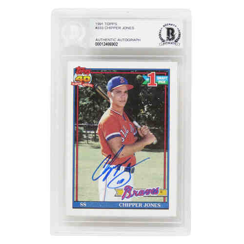 Chipper Jones Signed Atlanta Braves 1991 Topps Rookie Trading Card #333 - (Beckett Encapsulated)