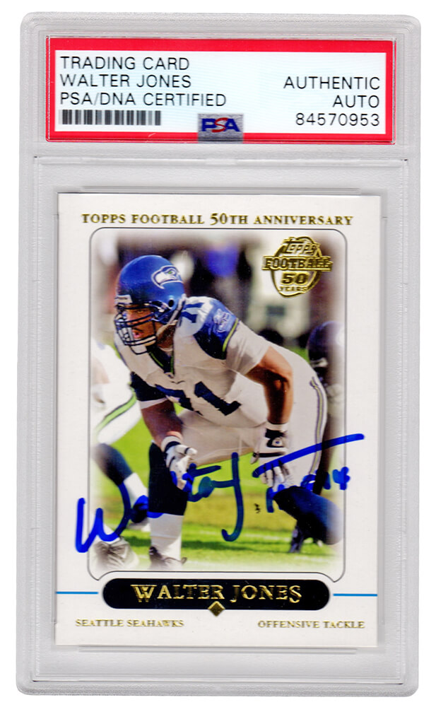 Walter Jones Signed Seattle Seahawks 2005 Topps Football Card #46 w/HOF 14  – (PSA Encapsulated) – Schwartz Sports Memorabilia