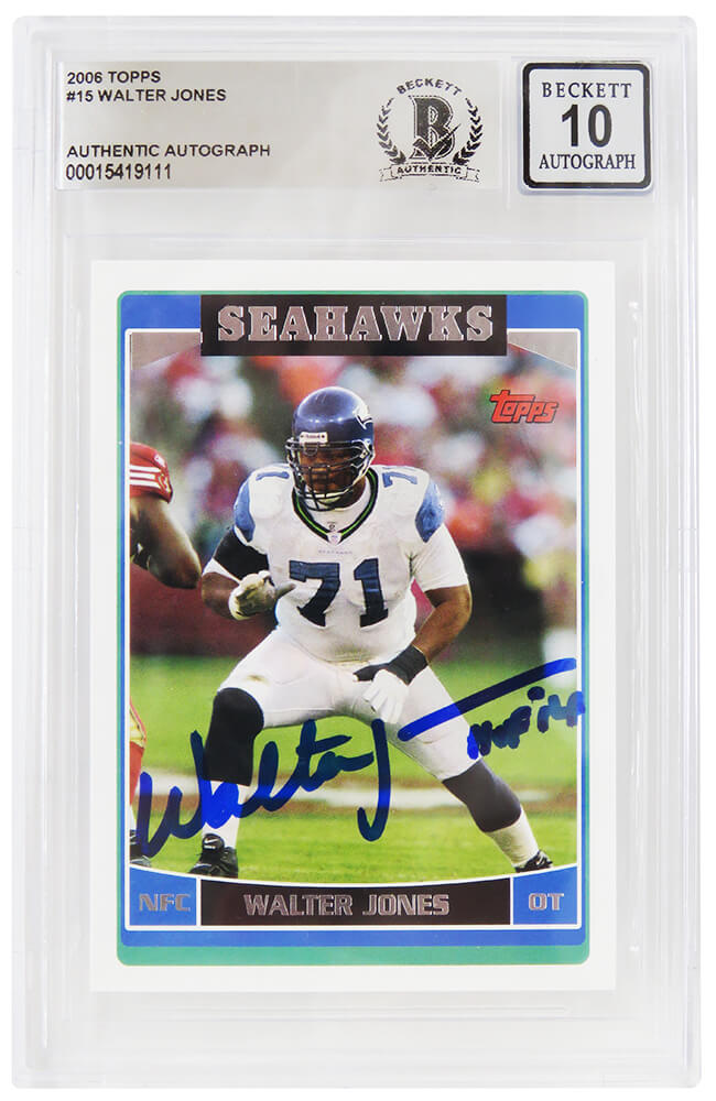 Walter Jones Signed Seahawks 2006 Topps Football Card Beckett