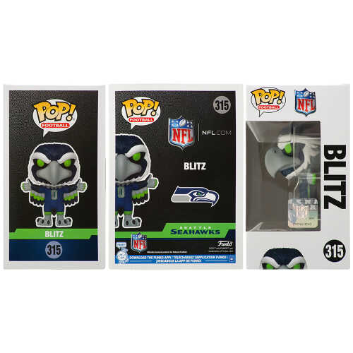 Walter Jones Signed Seattle Seahawks Blitz Mascot NFL Funko Pop Doll #315 w/HOF'14 - Image 2