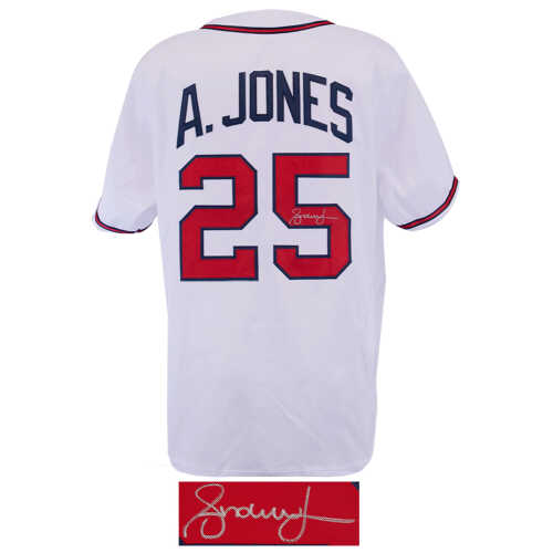 Andruw Jones Signed White Custom Baseball Jersey - Image 2