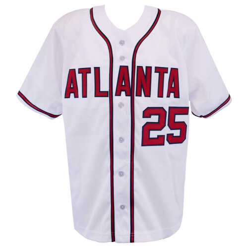 Andruw Jones Signed White Custom Baseball Jersey - Image 3