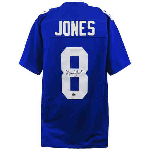 Daniel Jones Signed Blue Custom Football Jersey - (Beckett)