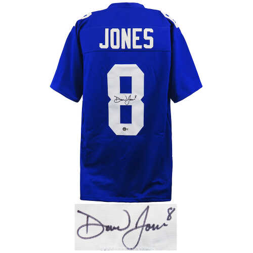 Daniel Jones Signed Blue Custom Football Jersey - (Beckett) - Image 2