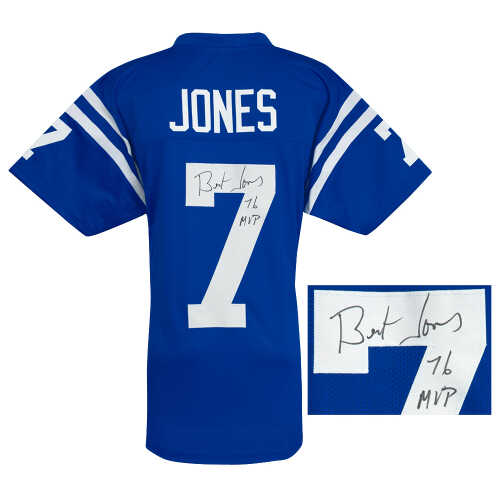 Bert Jones Signed Blue Throwback Custom Football Jersey w/76 MVP - Image 2