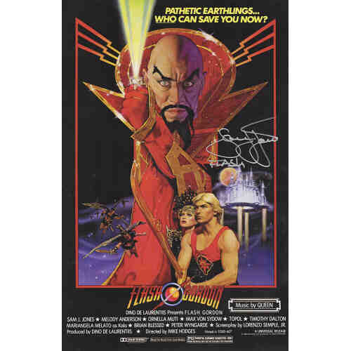 Sam J. Jones Signed Flash Gordon 11x17 Movie Poster w/Flash