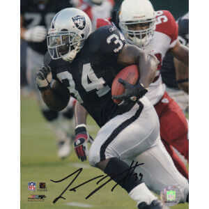 Lamont Jordan Signed Raiders Black Jersey Action vs Cardinals 8x10 Photo
