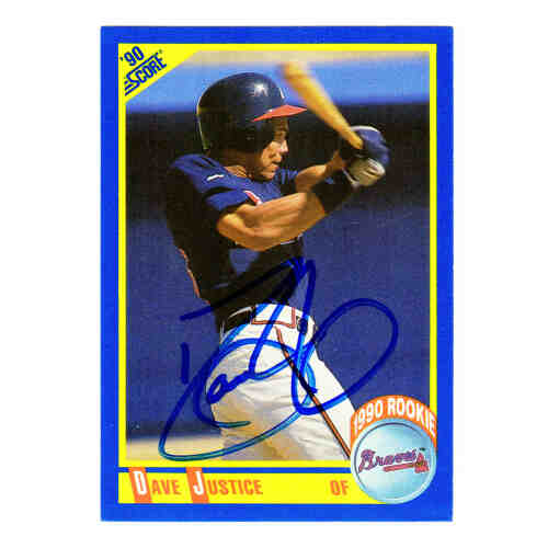 Dave Justice Signed Atlanta Braves 1990 Score Baseball Rookie Card #650