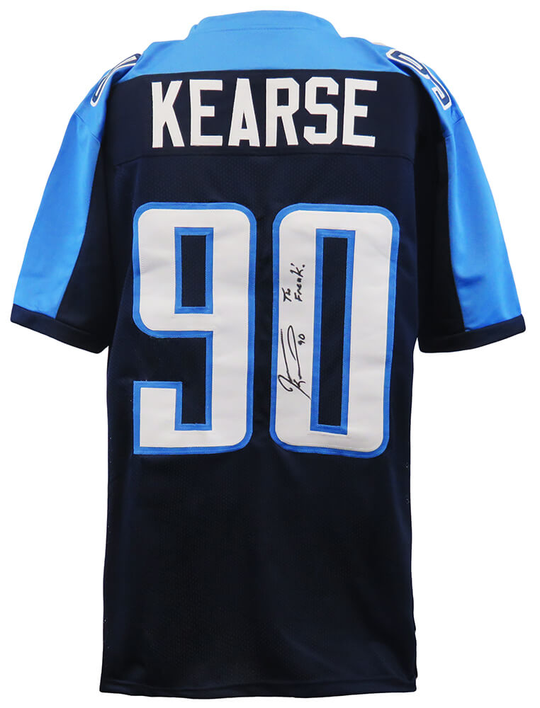 schwartzsportsmemorabilia Jevon Kearse Tennessee Titans Signed Blue Custom Football Jersey (Schwartz)