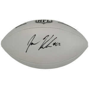 Jason Kelce Signed Wilson Duke Silver Metallic NFL Full Size Replica Football