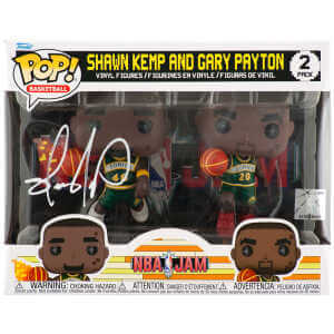 Shawn Kemp Signed Seattle Supersonics NBA Jams with Gary Payton 2-Pack Funko Pop Doll