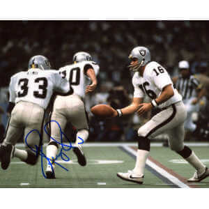 Kenny King Signed Raiders Handoff From Plunkett Action 8×10 Photo