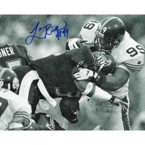 Levon Kirkland Signed Steelers Tackle vs Ravens B&W 8x10 Photo