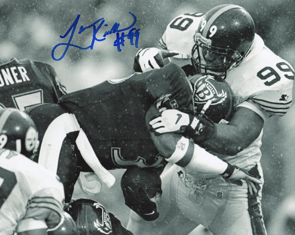 Levon Kirkland Signed Steelers Tackle vs Ravens B&W 8x10 Photo