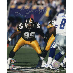 Levon Kirkland Signed Pittsburgh Steelers Super Bowl XXX Black Jersey Action 8x10 Photo