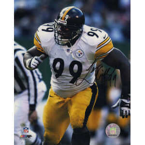 Levon Kirkland Signed Pittsburgh Steelers White Jersey Action 8x10 Photo