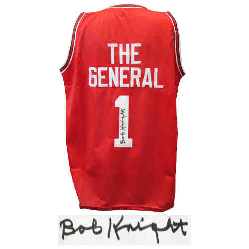 Bobby Knight Signed Red Throwback Custom "The General" Basketball Jersey
