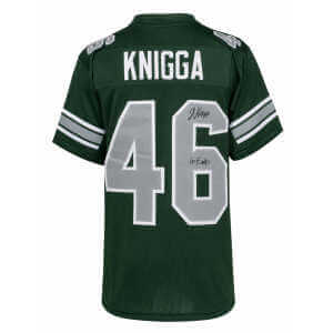 Noah Knigga Signed Green Custom College Football Jersey w/Go Eagles
