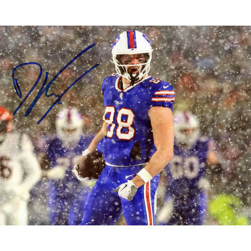 Dawson Knox Signed Bills Snow Game With Football 8x10 Photo