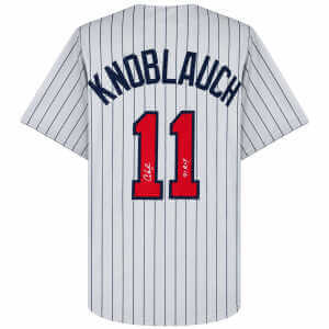 Chuck Knoblauch Signed Grey Pinstripe Custom Baseball Jersey w/ROY'91