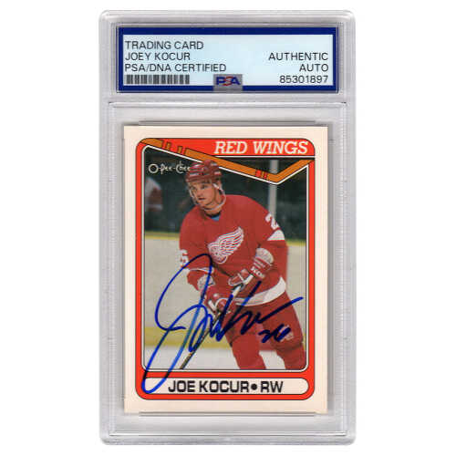 Joe Kocur Signed Detroit Red Wings 1990-91 O-Pee-Chee Hockey Trading Card #550 - (PSA Encapsulated)