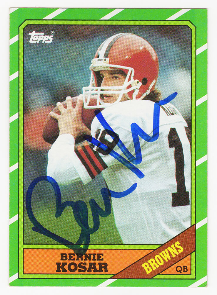 Bernie Kosar Signed Cleveland Browns 1986 Topps Rookie Football Trading Card #187