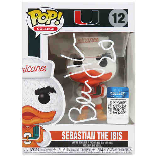 Bernie Kosar Signed University of Miami Sebastian The Ibis NCAA Mascot Funko Pop Doll #12