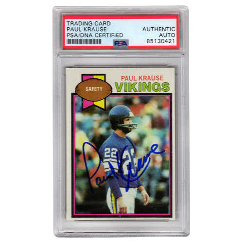 Paul Krause Signed Minnesota Vikings 1979 Topps Football Card #489 - (PSA/DNA Encapsulated)