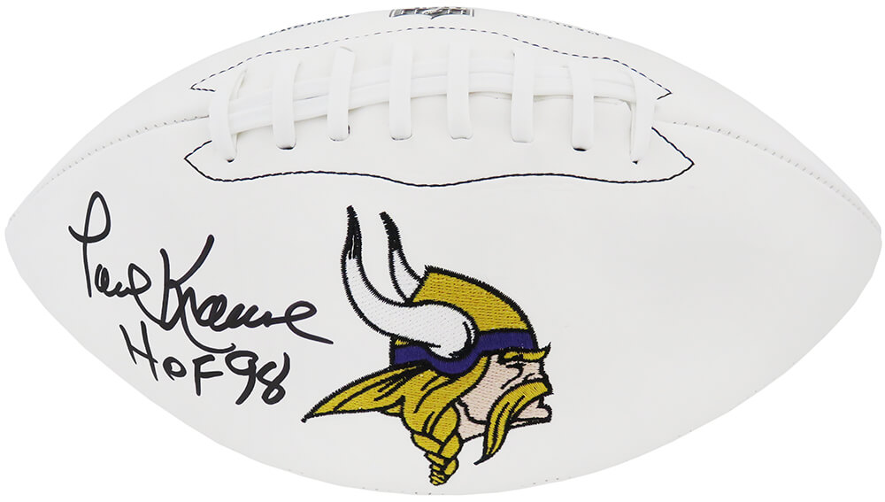 Paul Krause Autographed Minnesota Vikings Logo Football W/ HOF